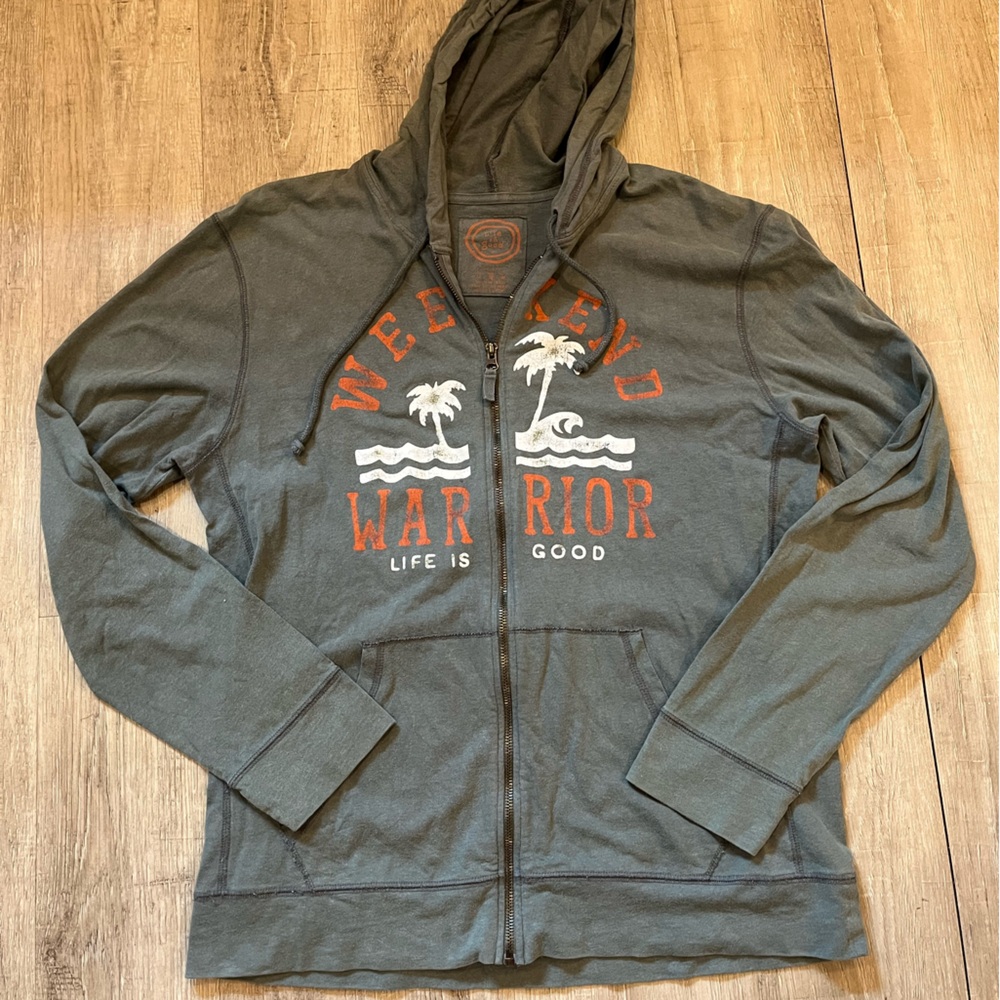 Life Is Good Gray Weekend Warrior Hoodie